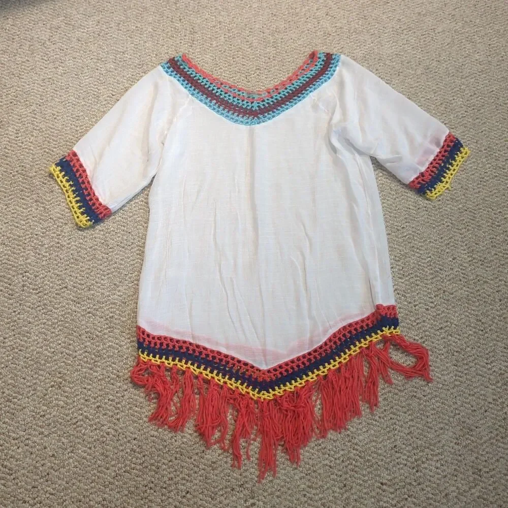 CUPSHE Crochet Swimsuit Cover Up Fringe Colorful Midi Beach Dress Resort